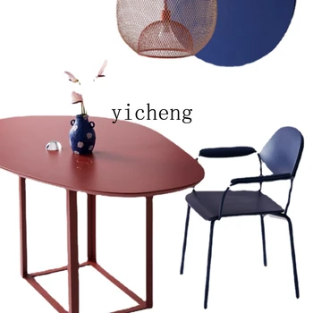Xl שולחן מלבני מודרני מינימליסטי מעצב ברזל יצוק לוח סדיר יצירתי שולחן האוכל