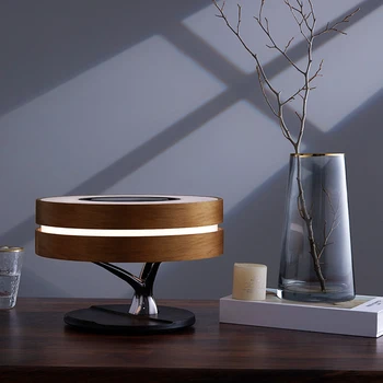סיבוב חכם המוזיקה Bluetooth רמקול המיטה מנורה WiFi מעגל העץ של אור Led טעינה אלחוטית עבור הסלון